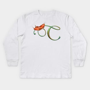 Letter flower " C" Kids Long Sleeve T-Shirt